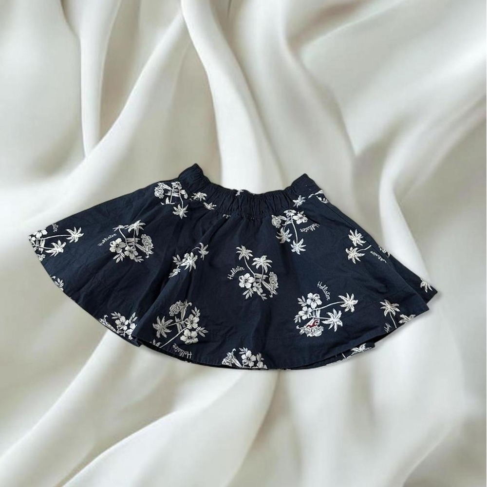 Hollister navy blue white graphic beach summer mini skirt y2k mcbling fairy boho